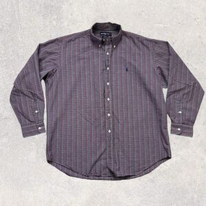 Ralph‎ Lauren Shirt Men's L Red Blue White Blake Plaid Pony 100% Cotton